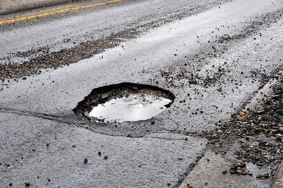 Pot hole in the road