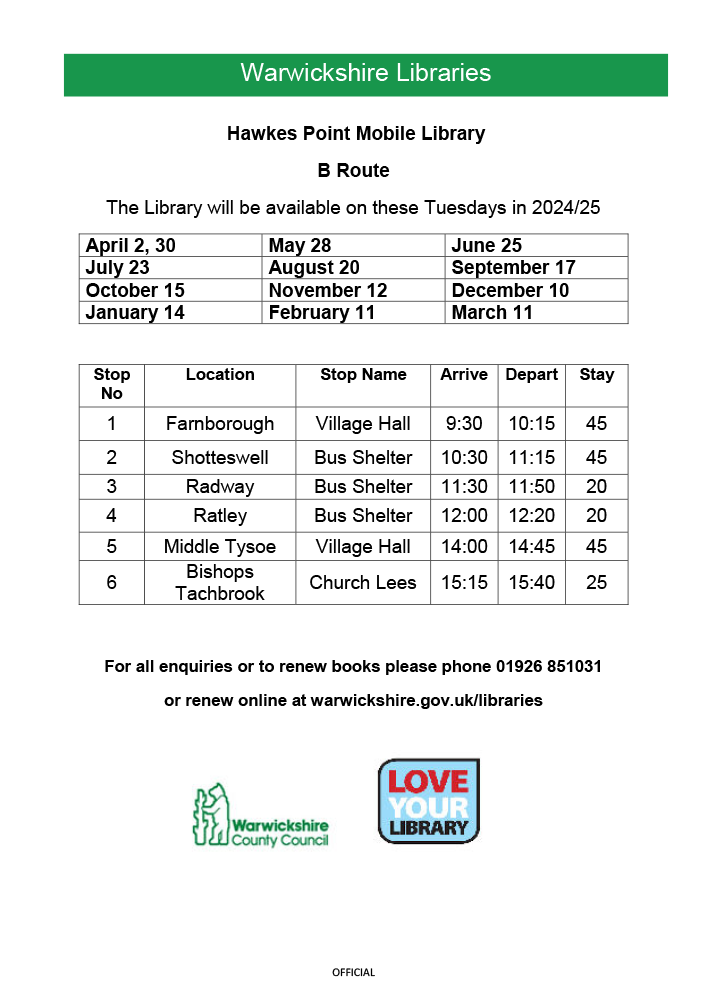 Mobile Library timetable 2024/25
